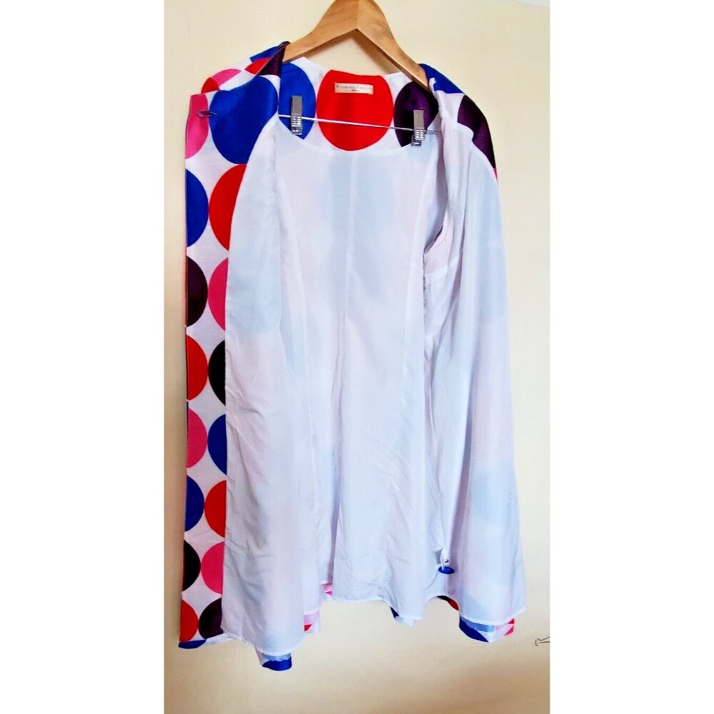 Wayward Fancies eShakti M 8 White Open Coat Large Colorful Polka Dots Pockets - Picture 4 of 14